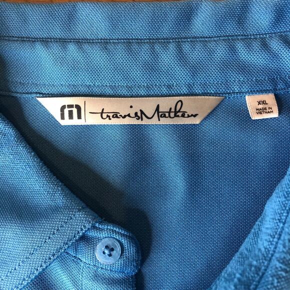Travis Mathew Polo Shirt Mens 2XL Blue Golf Tennis Country Club Golfer Preppy - Picture 3 of 6